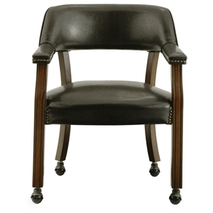 Vinyl Upholstered Dining Chair with Casters 