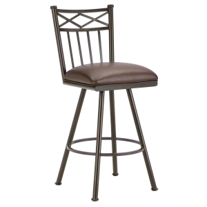 Alexander 26" Armless Swivel Counter Stool - X Motif, Rust, Leather 