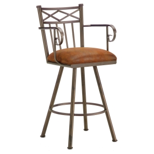 Alexander 26" Swivel Counter Stool - Armrests, X Motif, Microfiber 