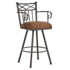 Alexander 30" Swivel Bar Stool - Armrests, X Motif, Rust, Chenille 