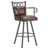 Waterson 26" Swivel Counter Stool - Armrests, Padded, Lamp Black, Alligator Leather 