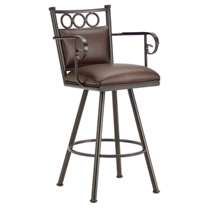 Waterson 26" Swivel Counter Stool - Armrests, Padded, Rust, Leather 