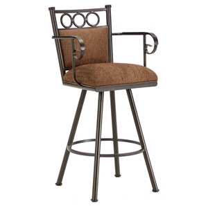 Waterson 30" Swivel Bar Stool - Armrests, Padded, Rust, Chenille 