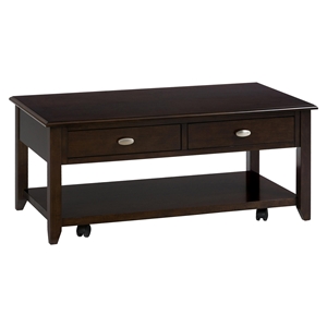 Merlot Cocktail Table - Casters, 2 Drawers 