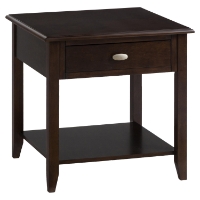 Merlot End Table - 1 Drawer, 1 Shelf