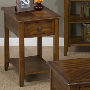 Medium Brown Chairside Table - 1 Drawer, 1 Shelf 