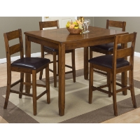 Plantation 5 Pieces Counter Dining Set - Warm Brown