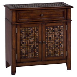 Baroque Accent Cabinet - Mosaic Tile Inlay, Brown 