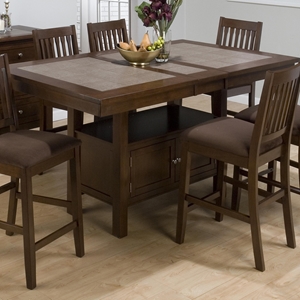 Caleb Counter Height Table - Brown, Butterfly Leaf 