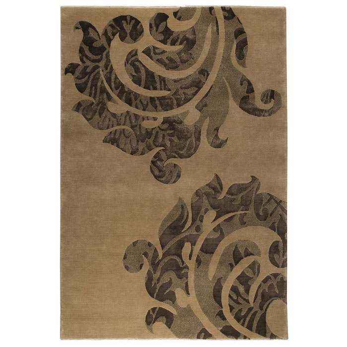 Babette Hand Knotted Wool Rug in Beige and Brown 