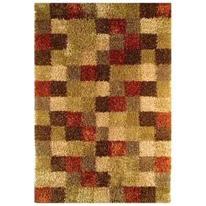Daley Hand Woven Shaggy Rug in Beige and Brown 