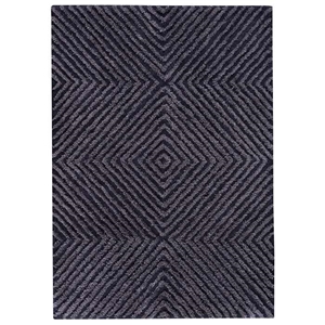 Diamond Hand Tufted Wool and Linen Rug in Blue 