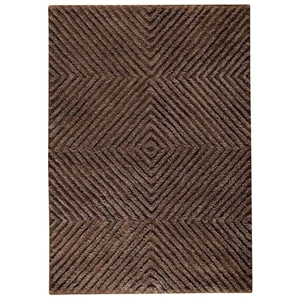 Diamond Hand Tufted Wool and Linen Rug in Brown 