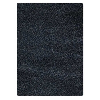 Evonne Hand Woven Polyester Shaggy Rug in Dark Blue