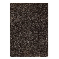 Evonne Hand Woven Polyester Shaggy Rug in Licorice