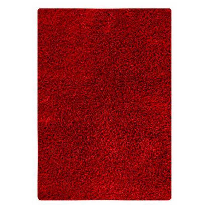 Evonne Hand Woven Polyester Shaggy Rug in Red 