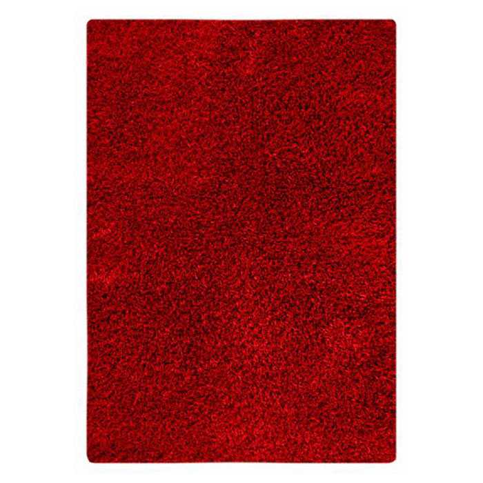 Evonne Hand Woven Polyester Shaggy Rug in Red 