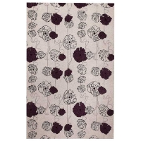 Frances Hand Tufted Floral Wool Rug in Grey and Mauve