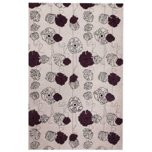 Frances Hand Tufted Floral Wool Rug in Grey and Mauve 