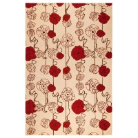 Frances Hand Tufted Floral Wool Rug in Sand and Red