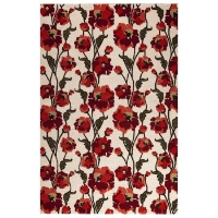 Gillian Hand Tufted Wool Rug in Off-White and Red