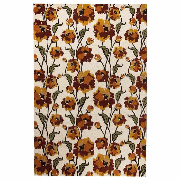 Gillian Hand Tufted Wool Rug in Off-White and Rust 