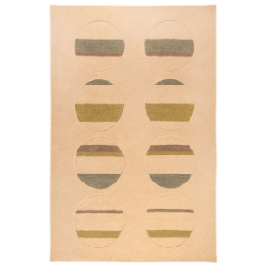 Helma Hand Tufted Indian Wool Rug in Tan and Green 