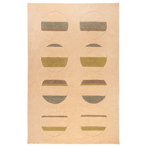 Helma Hand Tufted Indian Wool Rug in Tan and Green 
