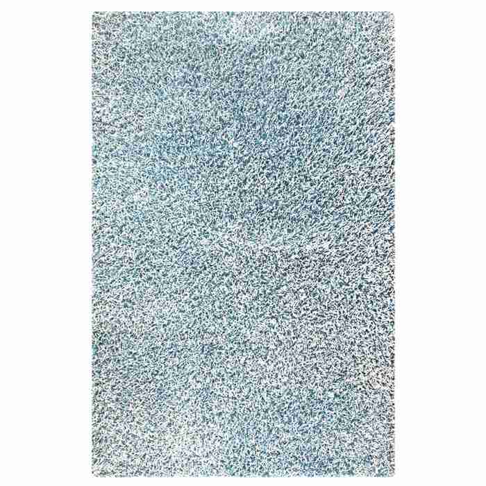 June Hand Woven Polyester Shaggy Rug in Aqua 