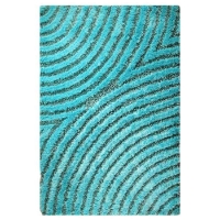 Missy Hand Woven Polyester Shaggy Rug in Aqua