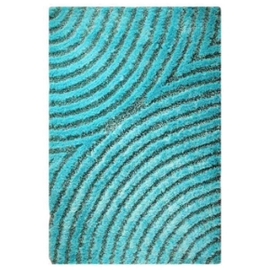 Missy Hand Woven Polyester Shaggy Rug in Aqua 