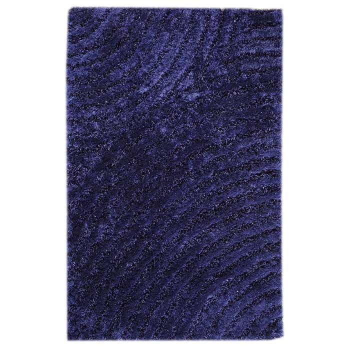 Missy Hand Woven Polyester Shaggy Rug in Blue 