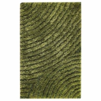 Missy Hand Woven Polyester Shaggy Rug in Green