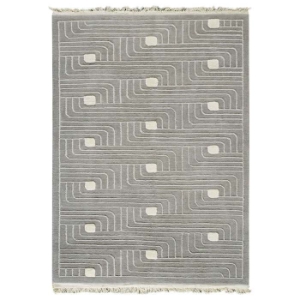 Nurhan Hand Knotted Indo Tibetan Wool Rug in Grey 