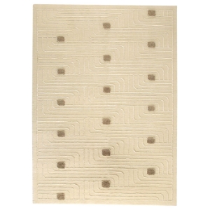 Nurhan Hand Knotted Indo Tibetan Wool Rug in Off-White 