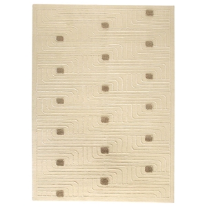 Nurhan Hand Knotted Indo Tibetan Wool Rug in Off-White 
