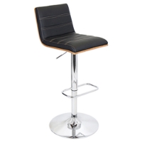 Vasari Bar Stool - Adjustable Height, Walnut Finished Wood Frame