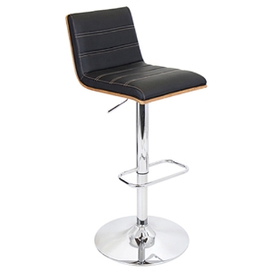 Vasari Bar Stool - Adjustable Height, Walnut Finished Wood Frame 