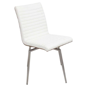Mason Leatherette Dining Chair - Swivel, Walnut, Off-White (Set of 2) 