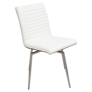 Mason Leatherette Dining Chair - Swivel, Walnut, Off-White (Set of 2) 