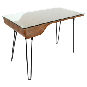 Avery Rectangular Office Desk - Walnut, Clear 