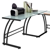 Gamma Corner Office Desk - Glass Top, Black Metal Frame - LMS-OFD-TM-BITDBL-B
