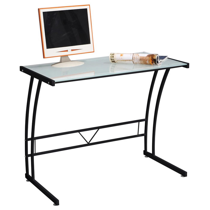 Glass Front Computer Workstation Sigma Modern Workstation with Glass Top | DCG Stores