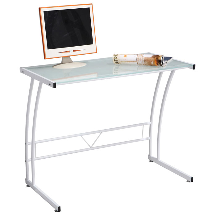 Glass Front Computer Workstation Sigma Modern Workstation with Glass Top | DCG Stores