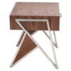 Tetra End Table - Walnut, Stainless Steel Silver - LMS-TBE-TETRA-WL-SS