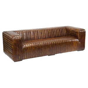 Castle Leather Sofa - Dark Brown 