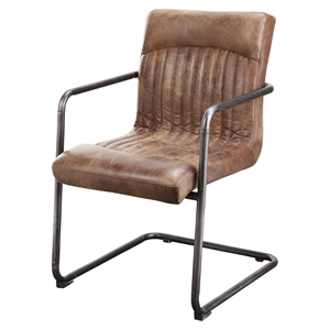 Ansel Leather Arm Chair - Light Brown (Set of 2) 
