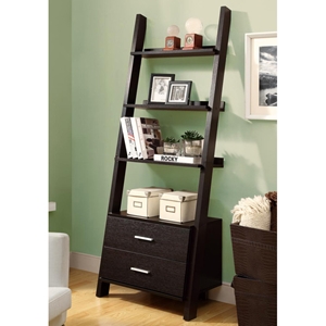 Dulcet Ladder Style Bookcase - 2 Drawers, Cappuccino 