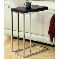 Grisham Contemporary Side Table - Chrome Stand, Cappuccino Top