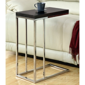 Grisham Contemporary Side Table - Chrome Stand, Cappuccino Top 